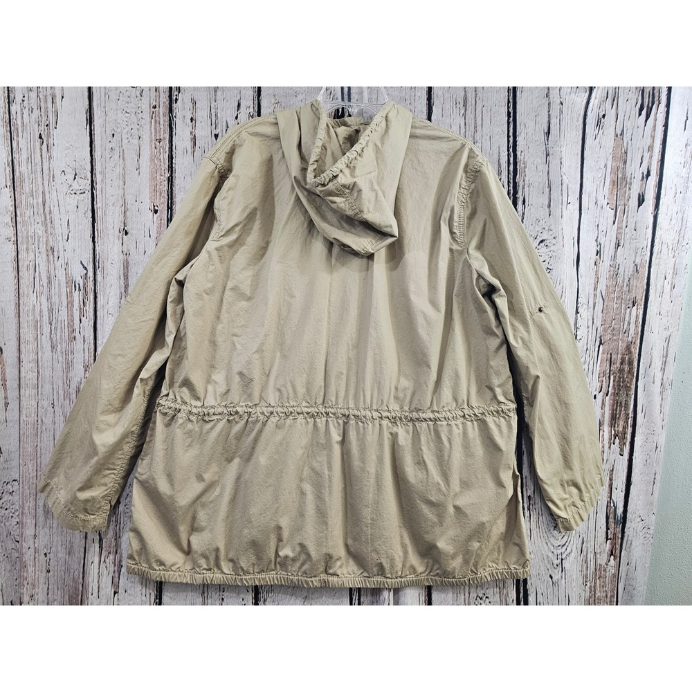 Michael Kors Anorak Jacket Wmns 1X Khaki Tan Cotton Hooded Utility Safari Pocket - Picture 4 of 8